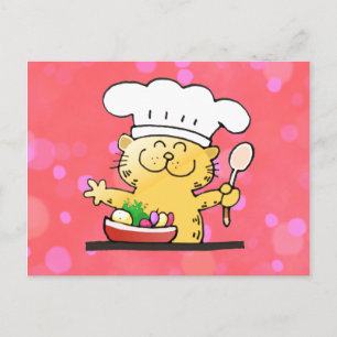 Funny Cartoon   Funny Kitty Chef Postcard