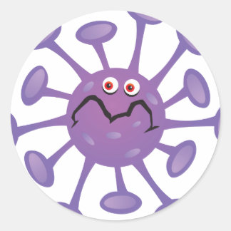Funny Cartoon Germ Bacteria Classic Round Sticker