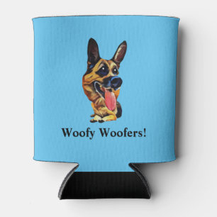 Funny Cartoon German Shepherd Can Cooler