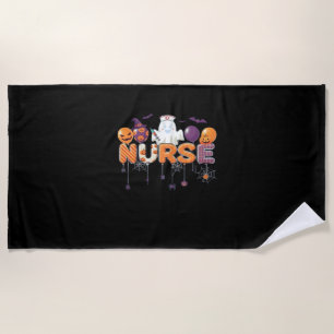 funny cartoon ghost nurse - Hot Nurse Halloween Ou Beach Towel