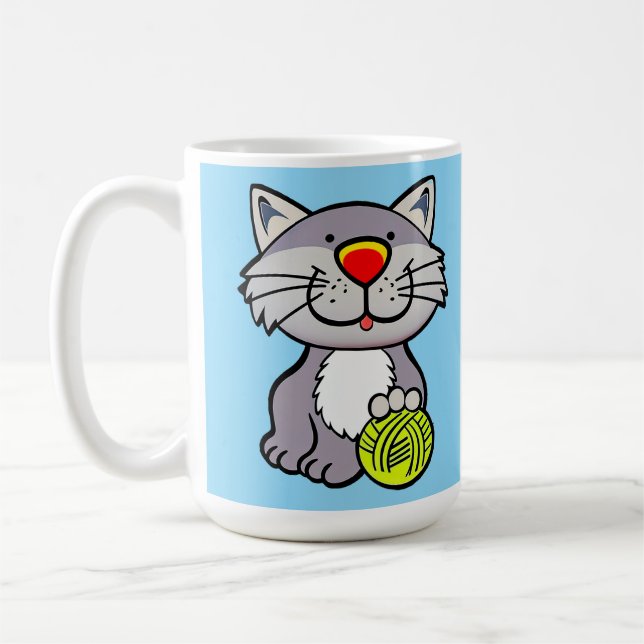 Funny Cartoon Gift For Cat Lovers Coffee Mug (Left)