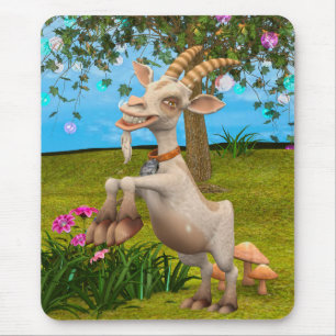 Funny Cartoon Goat Garden Animal Art Mouse Pad
