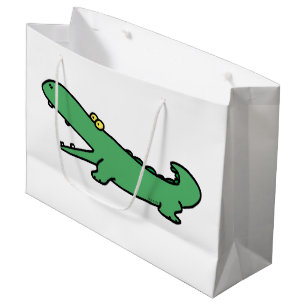 Funny cartoon green crocodile large gift bag