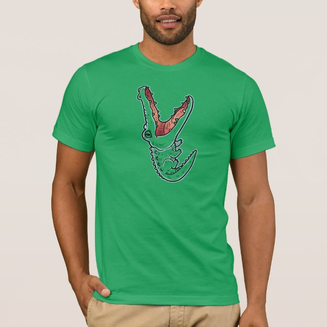 Funny Cartoon Green Crocodile on Unisex t-shirt, A T-Shirt (Front)