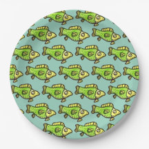 Funny Cartoon Green Fish Drawing
