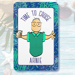 Funny Cartoon Grey Hair Mature Man Cruise Door  Magnet