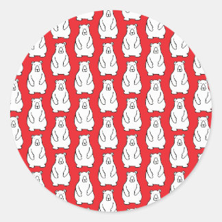 Funny Cartoon Grizzly Polar Bears Red Classic Round Sticker