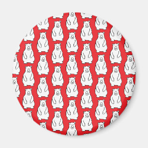 Funny Cartoon Grizzly Polar Bears Red Magnet