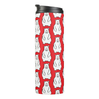Funny Cartoon Grizzly Polar Bears Red Thermal Tumbler