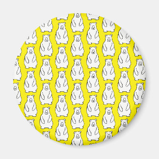 Funny Cartoon Grizzly Polar Bears Yellow Magnet