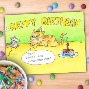 Funny Cartoon Happy Birthday Cat Postcard