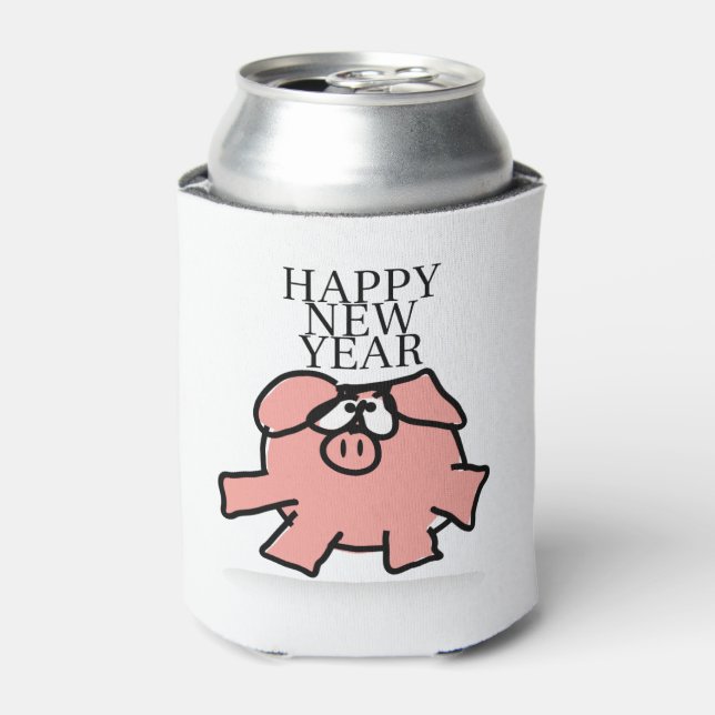 Funny Cartoon Happy Pig Year can Cooler (Can Front)