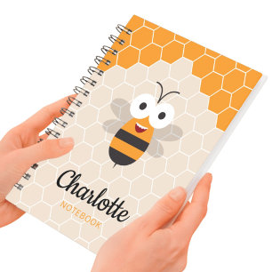 Funny Cartoon Honey Bee Honeycomb Notebook