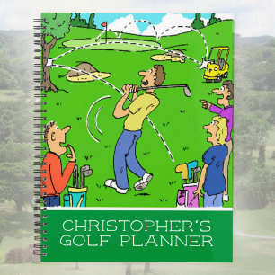 Funny cartoon illustration of golfers. planner