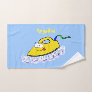 Funny cartoon iron laundry illustration bath towel set
