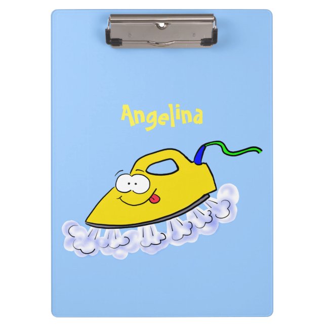 Funny cartoon iron laundry illustration clipboard (Front)