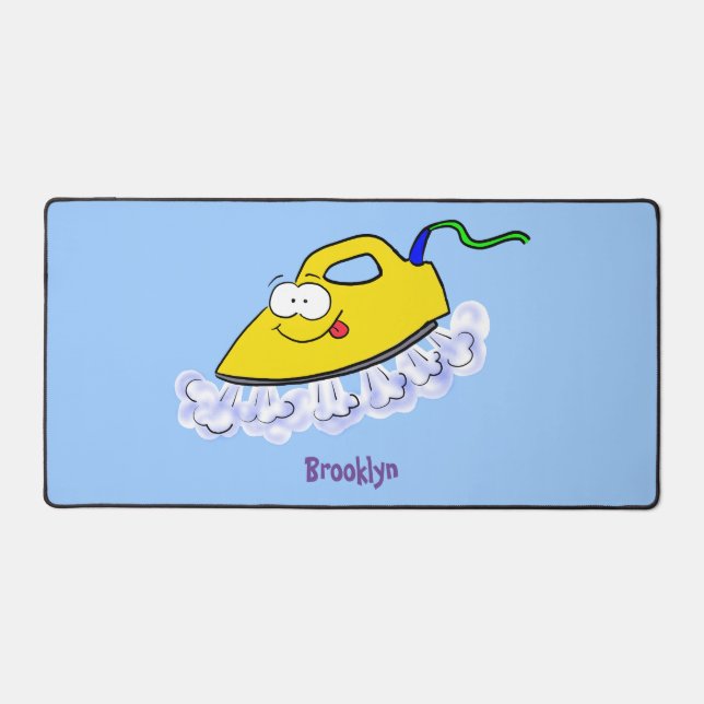 Funny cartoon iron laundry illustration desk mat (Front)