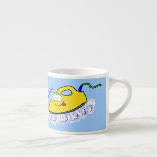 Funny cartoon iron laundry illustration espresso cup
