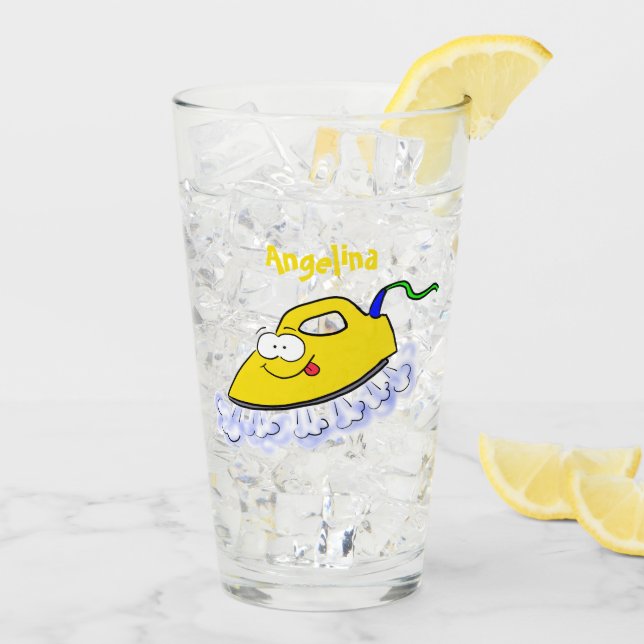 Funny cartoon iron laundry illustration glass (Back Ice)