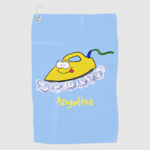 Funny cartoon iron laundry illustration golf towel