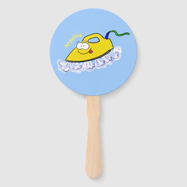 Funny cartoon iron laundry illustration hand fan (Front)