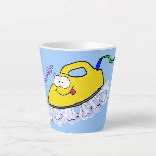 Funny cartoon iron laundry illustration latte mug