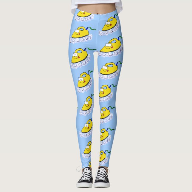 Funny cartoon iron laundry illustration leggings (Front)