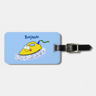Funny cartoon iron laundry illustration luggage tag