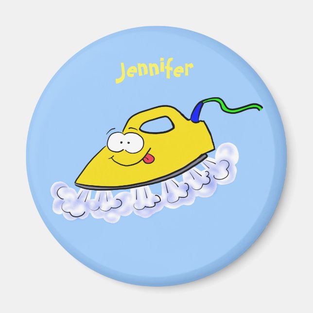 Funny cartoon iron laundry illustration magnet (Front)