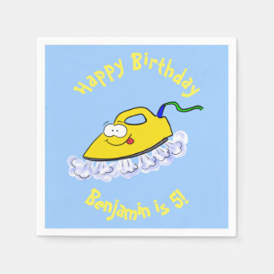 Funny cartoon iron laundry illustration napkin