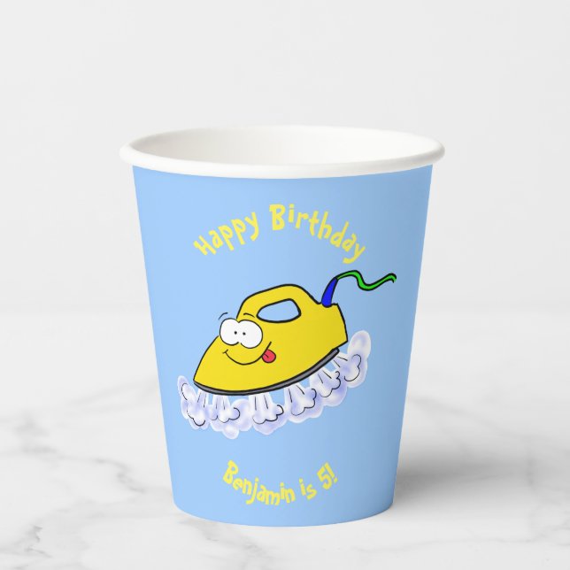Funny cartoon iron laundry illustration paper cups (Front)