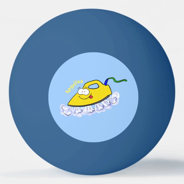 Funny cartoon iron laundry illustration ping pong ball (Front)