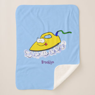 Funny cartoon iron laundry illustration sherpa blanket