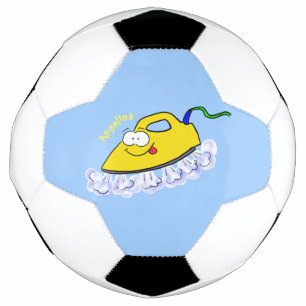 Funny cartoon iron laundry illustration soccer ball