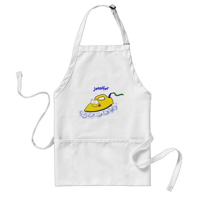 Funny cartoon iron laundry illustration standard apron (Front)