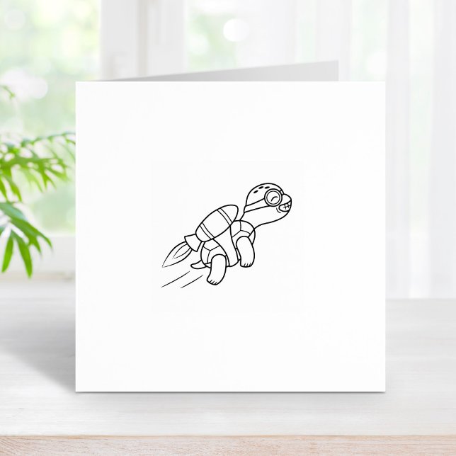 Funny Cartoon Jetpack Turtle 2 Rubber Stamp (Creator Uploaded)