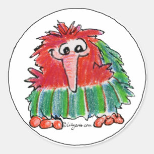 Funny Cartoon Kiwi Bird 3 Round Sticker