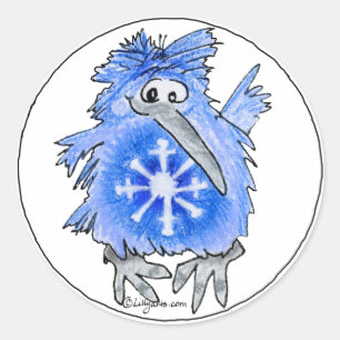 Funny Cartoon Kiwi Bird 6 Round Sticker