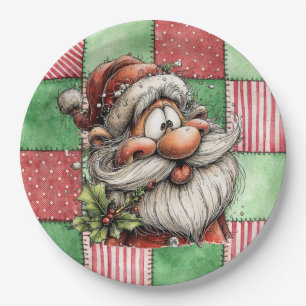 Funny Cartoon Laughing Santa  Paper Plate