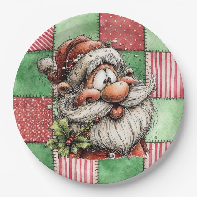 Funny Cartoon Laughing Santa  Paper Plate (Front)