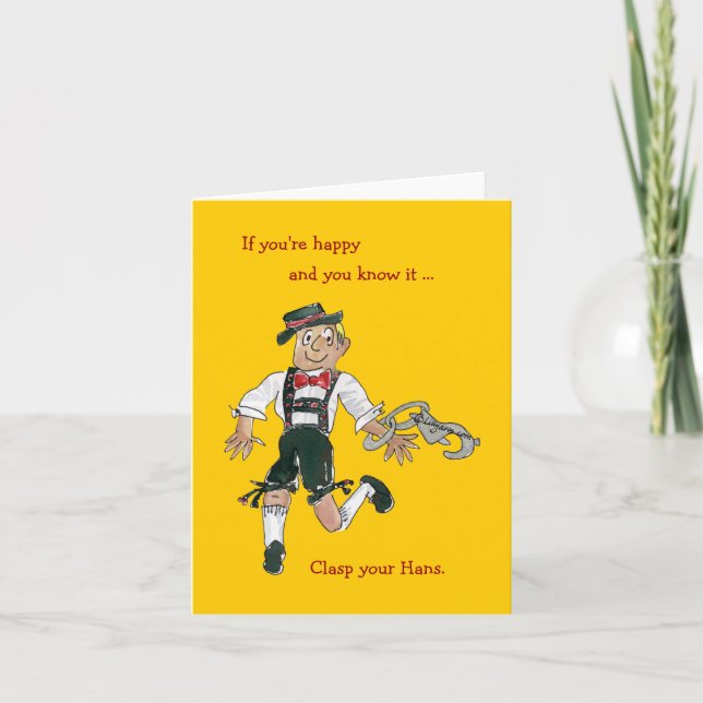 Funny Cartoon Lederhosen Greeting Card (Front)