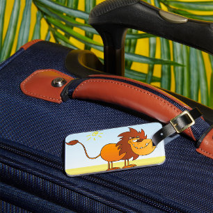 Funny Cartoon Lion in the Sun Safari Animal Luggage Tag