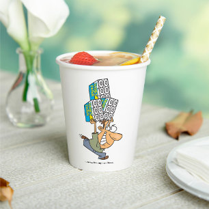 Funny Cartoon Man Panic Buying Toilet Paper Paper Cups