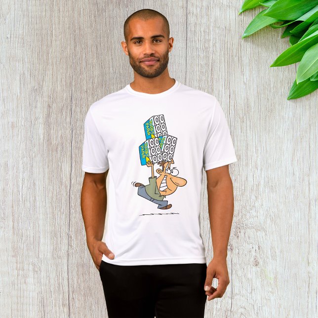 Funny Cartoon Man Panic Buying Toilet Paper T-Shirt (Creator Uploaded)