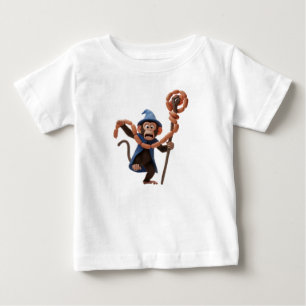 Funny Cartoon Monkey Wizard with Sausage Staff in Baby T-Shirt