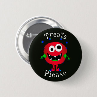 Funny, Cartoon Monster, Halloween "Treats Please" 6 Cm Round Badge