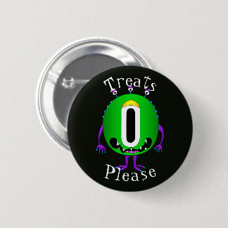 Funny, Cartoon Monster, Halloween "Treats Please" 6 Cm Round Badge