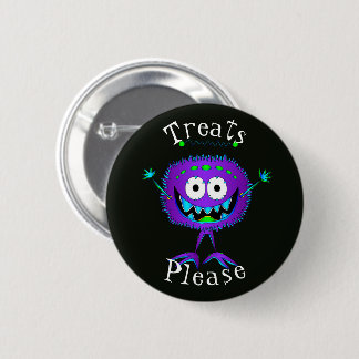 Funny, Cartoon Monster, Halloween "Treats Please" 6 Cm Round Badge