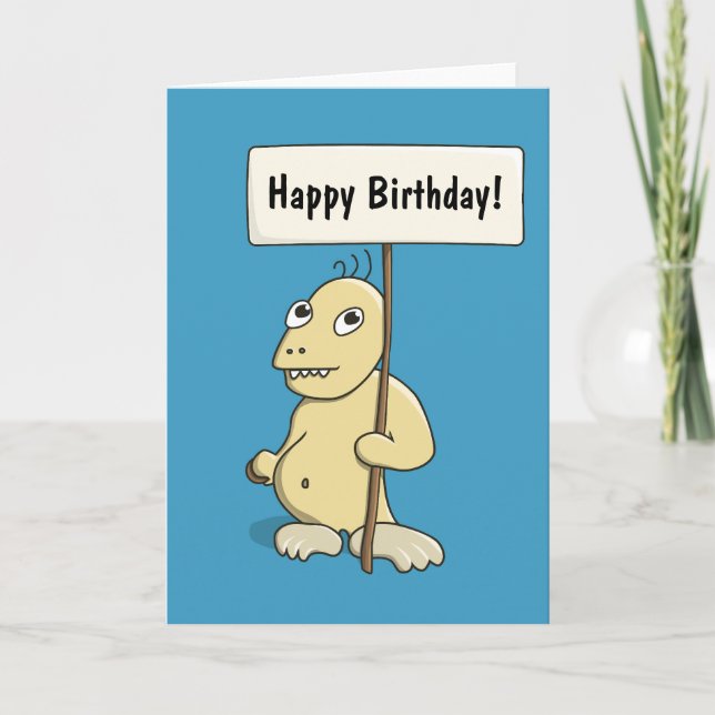Funny Cartoon Monster With Cookie Personalised Card (Front)