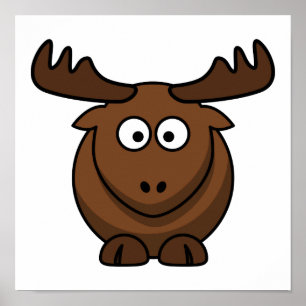 Funny Cartoon Moose Poster